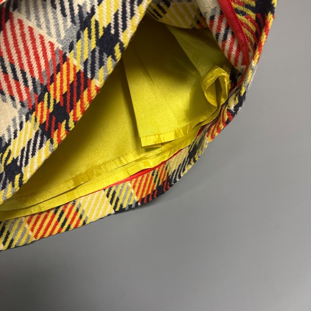 Boden Multi Color Plaid Wool Blend A-Line Mini Skirt Yellow Red US 8 - Picture 7 of 8